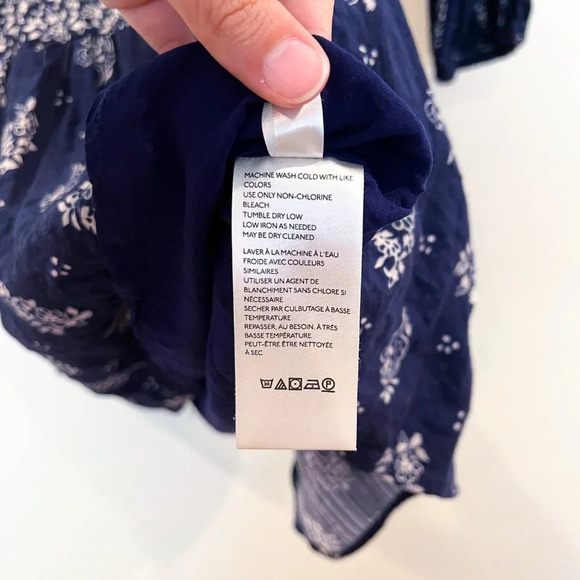 Maeve Anthropologie Navy Paisley Bohemian Floral Peasant Tunic Mini Dress XS - Picture 8 of 9